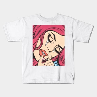 Hot Pink Crying Comic Girl Kids T-Shirt